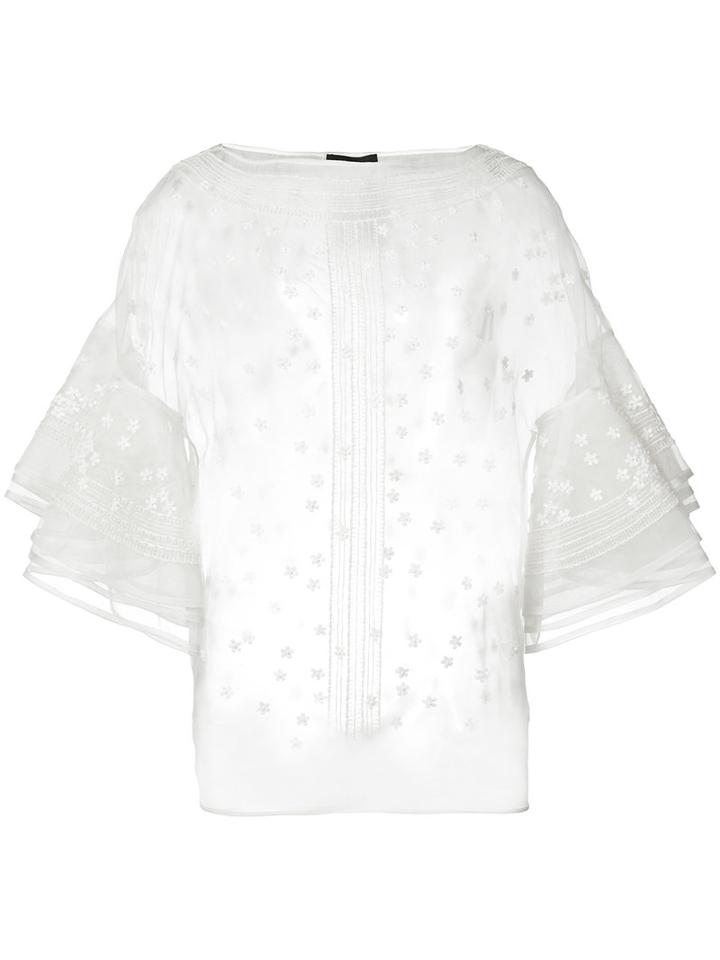 Les Copains - Sheer Blouse - Women - Silk - 8, Women's, White, Silk