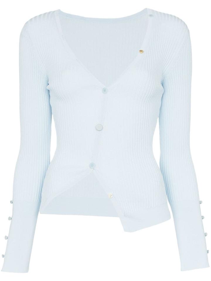 Jacquemus Ribbed Asymmetric Cardigan - Blue