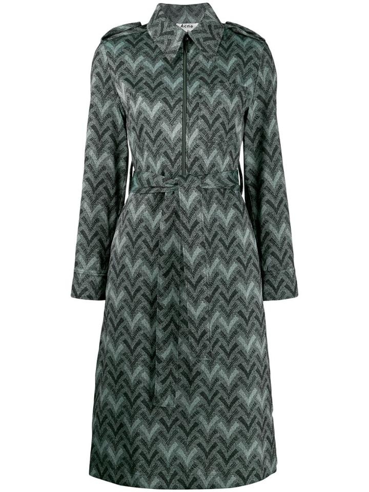 Acne Studios Zig Zag Print Shirt Dress - Green