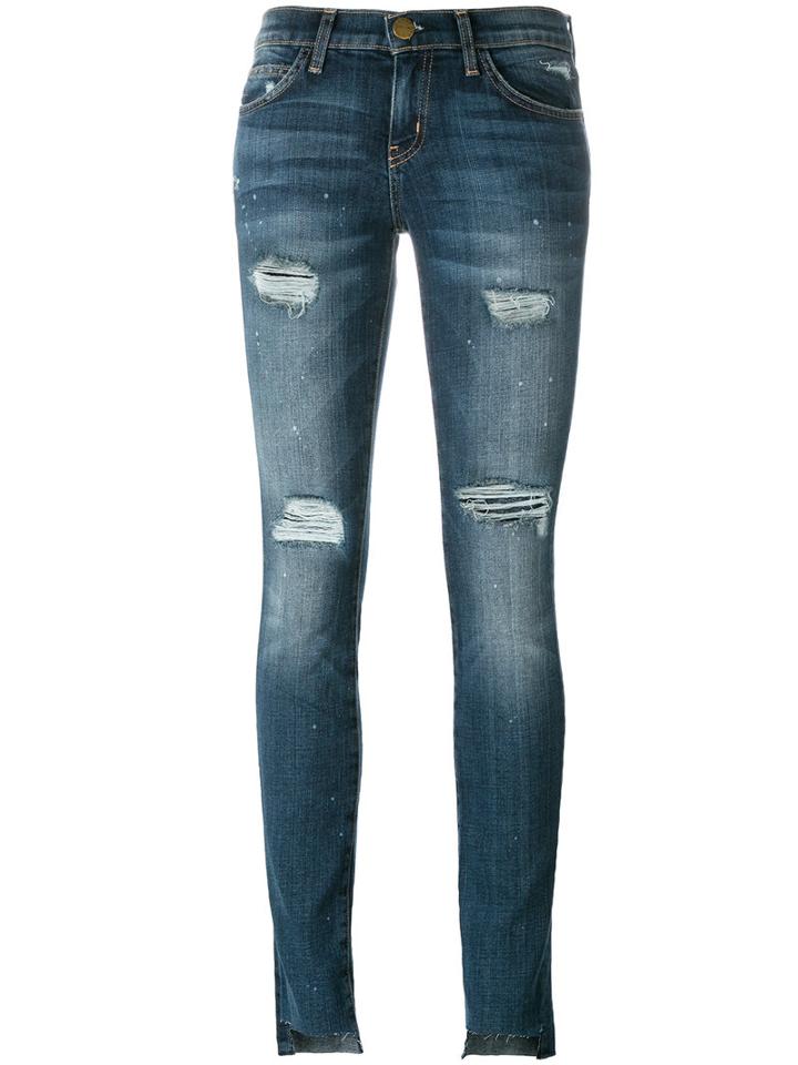 Current/elliott Unevan Cut Skinny Jeans, Women's, Size: 27, Blue, Cotton/polyester/spandex/elastane