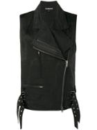 Ann Demeulemeester - Sleeveless Biker Waistcoat - Women - Cotton/linen/flax/rayon - 36, Black, Cotton/linen/flax/rayon