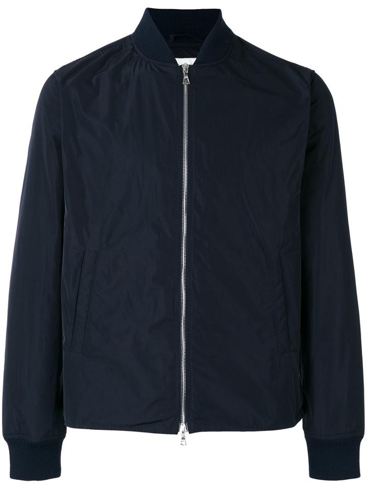 Officine Generale Zip Up Bomber Jacket, Men's, Size: Large, Blue, Polyester