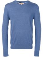 Burberry Cashmere Check Trim Sweater - Blue