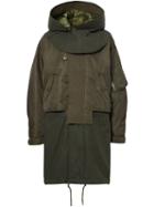 Burberry Nylon Hooded Parka With Detachable Warmer - Green