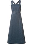 Rosetta Getty Crossover Waist Detail Dress, Women's, Size: 4, Blue, Cotton/linen/flax