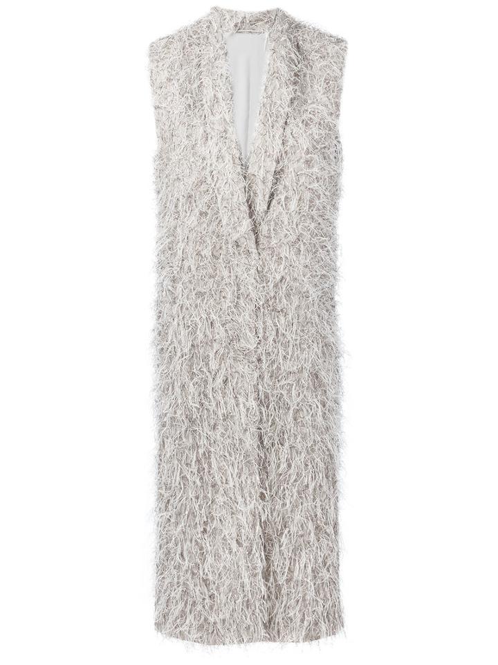 Brunello Cucinelli - Sleeveless Longline Blazer - Women - Viscose - 42, Grey, Viscose
