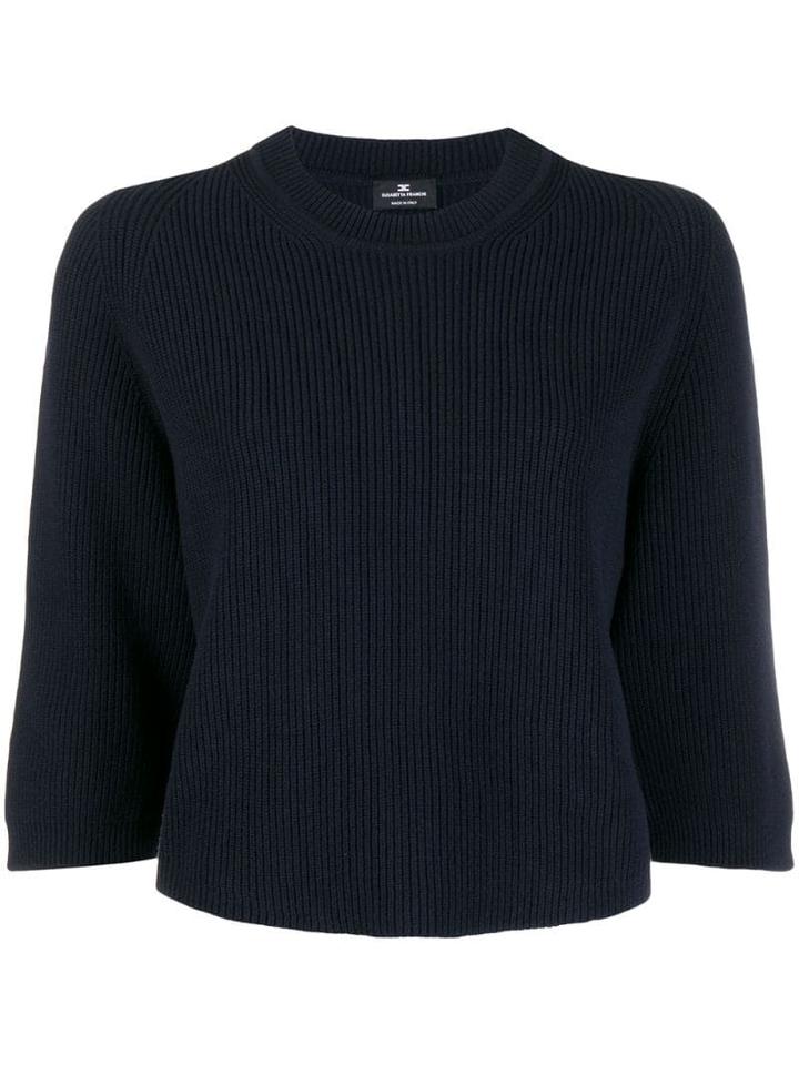 Elisabetta Franchi Ribbed Knit Boxy Sweater - Blue
