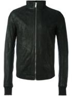 Rick Owens High Collar Jacket, Men's, Size: 52, Black, Cotton/leather/cupro/virgin Wool