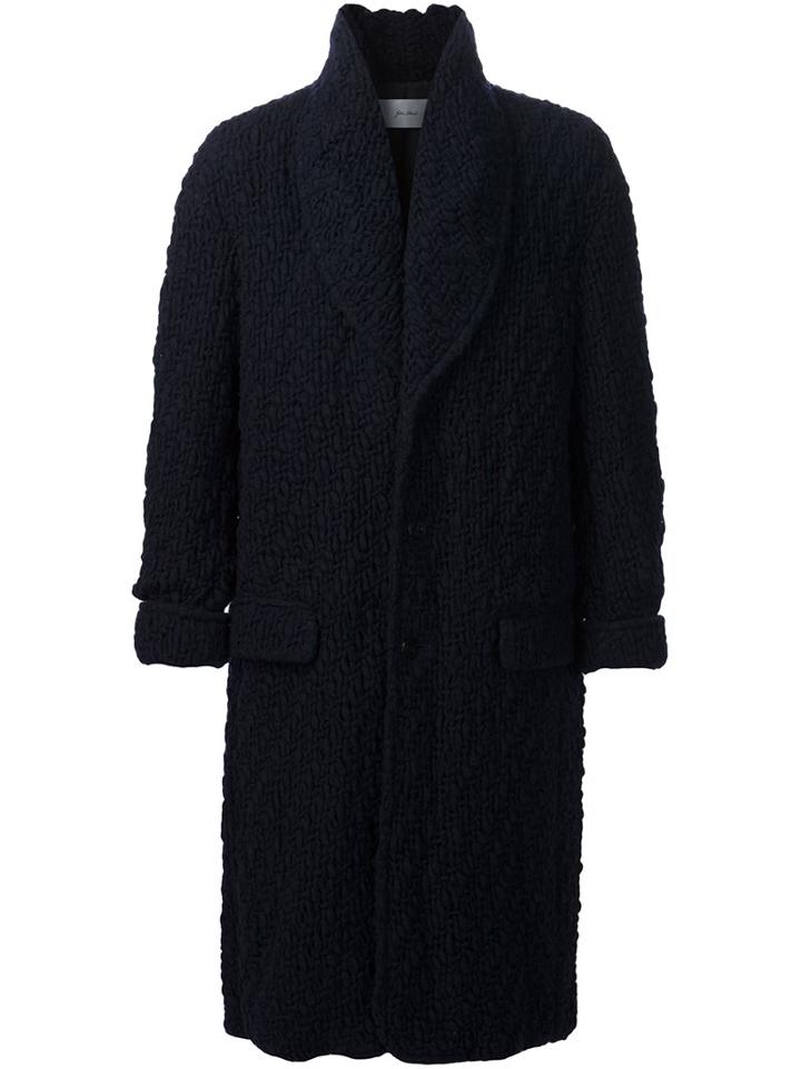 Julien David Woven Single Breasted Coat, Men's, Size: Xl, Blue, Wool