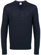 Paul Smith - V-neck Jumper - Men - Merino - S, Blue, Merino