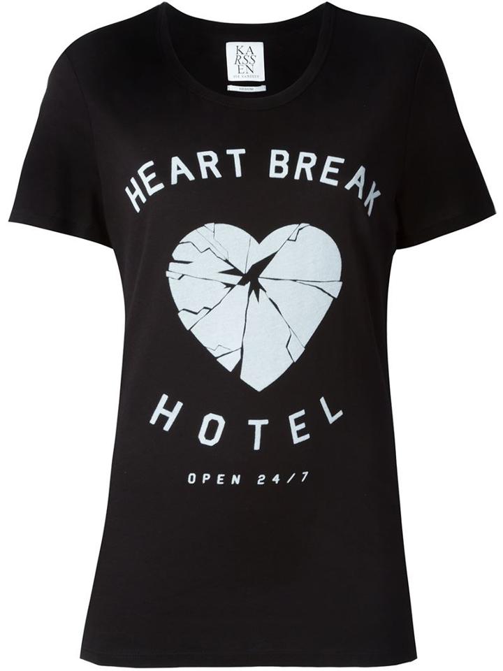 Zoe Karssen Heart Break Print T-shirt, Women's, Size: Small, Black, Modal/cotton