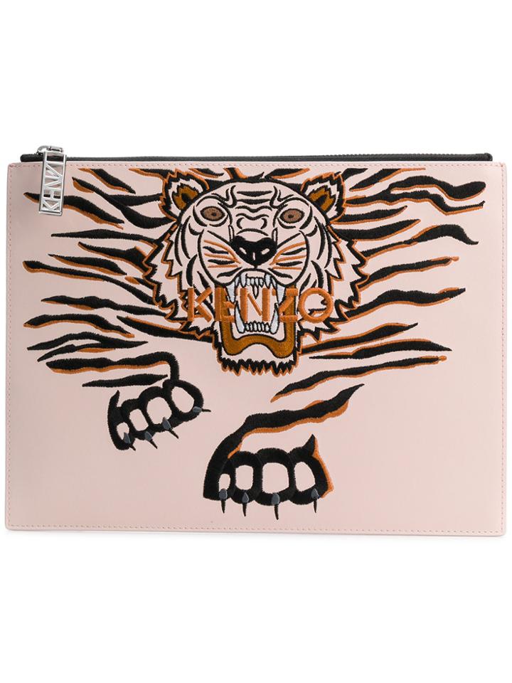 Kenzo Geo Tiger Clutch - Pink & Purple