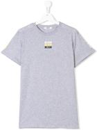 Msgm Kids Teen Small Designer Logo T-shirt - Grey