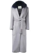 Ava Adore Patch Pocket Long Coat, Women's, Size: 38, Grey, Virgin Wool/cashmere/cotton/raccoon Dog