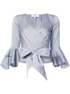 Milly Frill Bell Cuff Wrap Blouse - Blue