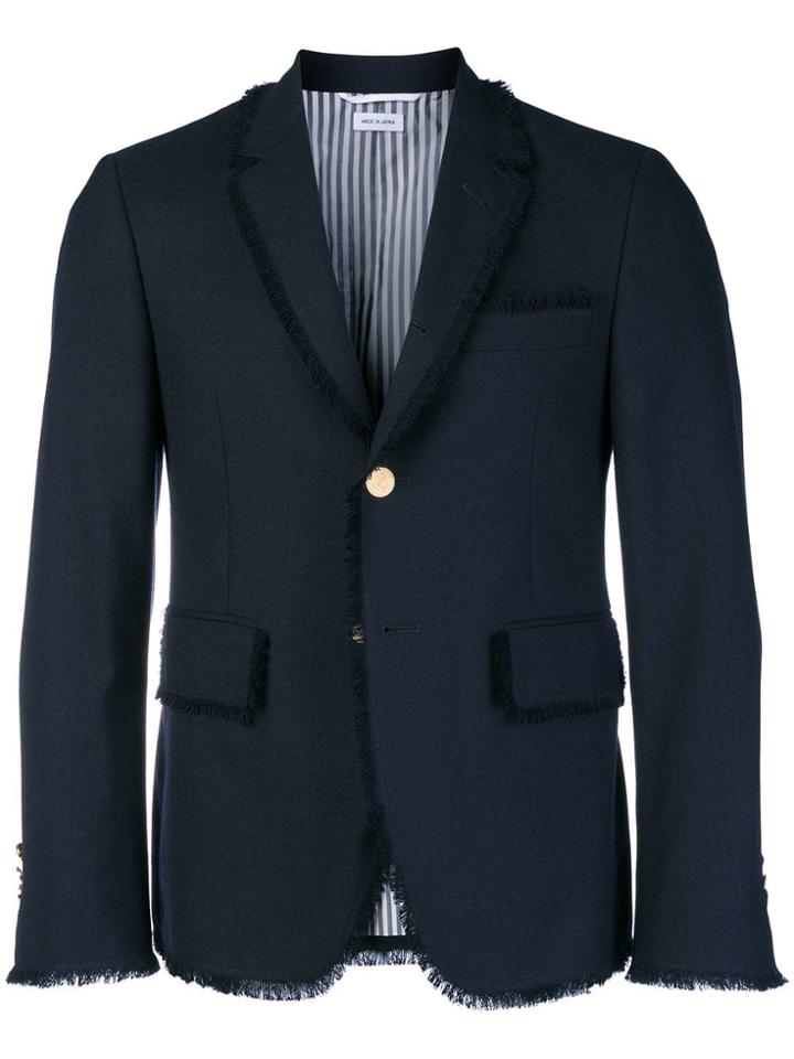 Thom Browne Frayed Edge Sport Coat - Blue