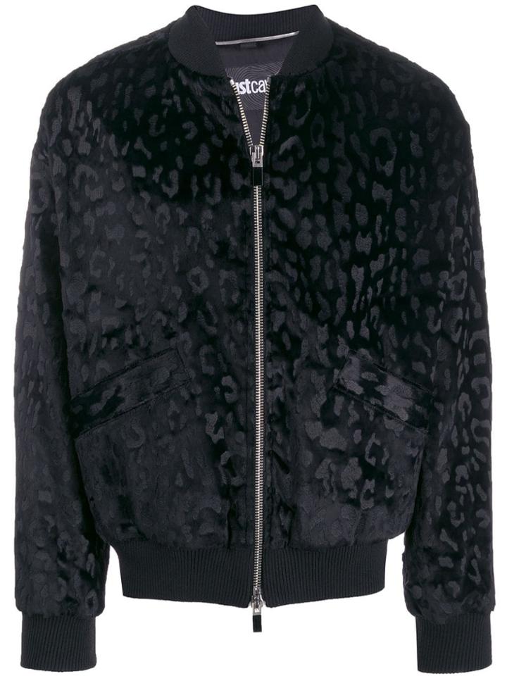 Just Cavalli Leopard Print Bomber Jacket - Black