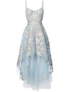 Marchesa Notte Floral Embroidered High-low Dress - Blue
