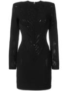 Balmain Structured Shoulder Dress - Black