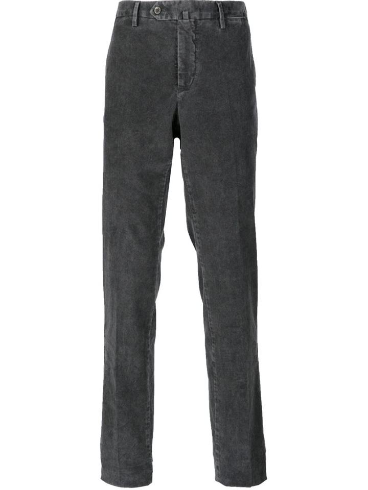 Pt01 'washed Cord' Tapered Trousers, Men's, Size: 52, Grey, Cotton/spandex/elastane