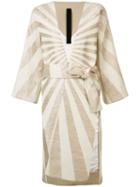 Gareth Pugh - Tied Waist V-neck Jacket - Women - Polyester - 42, Nude/neutrals, Polyester