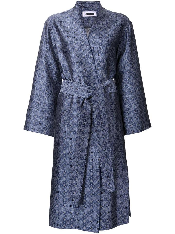 H Beauty & Youth Jacquard Single Breasted Coat, Women's, Size: Medium, Blue, Polyester