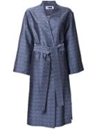 H Beauty & Youth Jacquard Single Breasted Coat, Women's, Size: Medium, Blue, Polyester