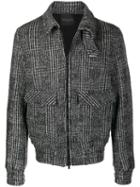 Roberto Collina Houndstooth Bomber Jacket - Black