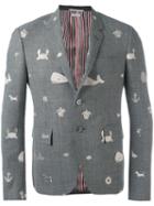 Thom Browne Embroidered Blazer, Men's, Size: 1, Grey, Wool/cupro