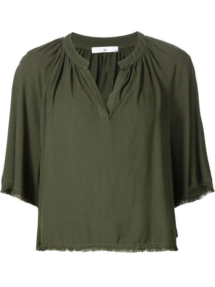321 Insert Collar Top, Women's, Size: Xs, Green, Rayon