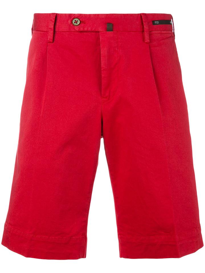 Pt01 - Bermuda Shorts - Men - Cotton/spandex/elastane - 48, Red, Cotton/spandex/elastane