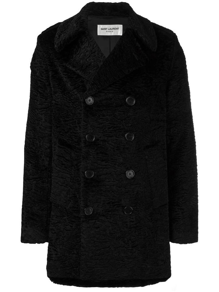 Saint Laurent Velvet Brocade Coat, Men's, Size: 50, Black, Viscose/cotton
