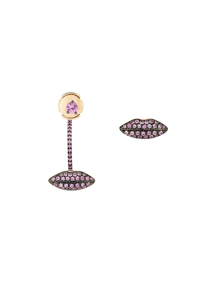 'lips' Pink Sapphire Earrings, Women's, Metallic, Delfina Delettrez