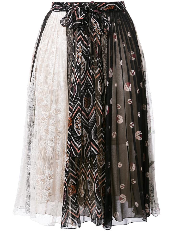 Giambattista Valli Patch Print Pleated Skirt - Multicolour