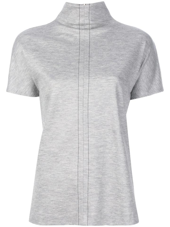 Maison Margiela Zip-up Turtle Neck Polo Top - Grey