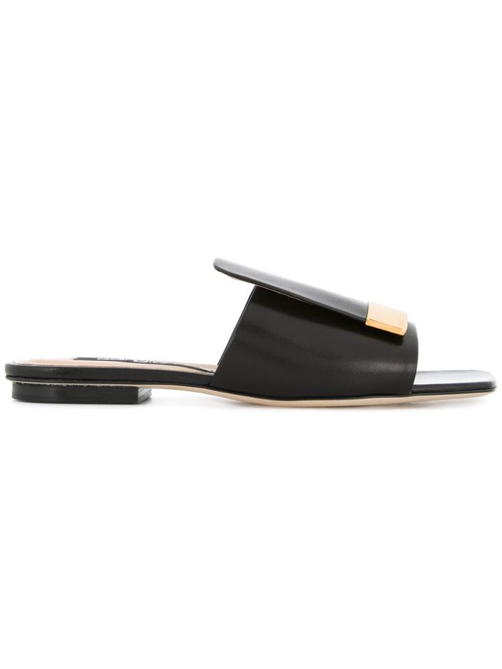 Sergio Rossi Logo Plaque Open-toe Sandals - Black