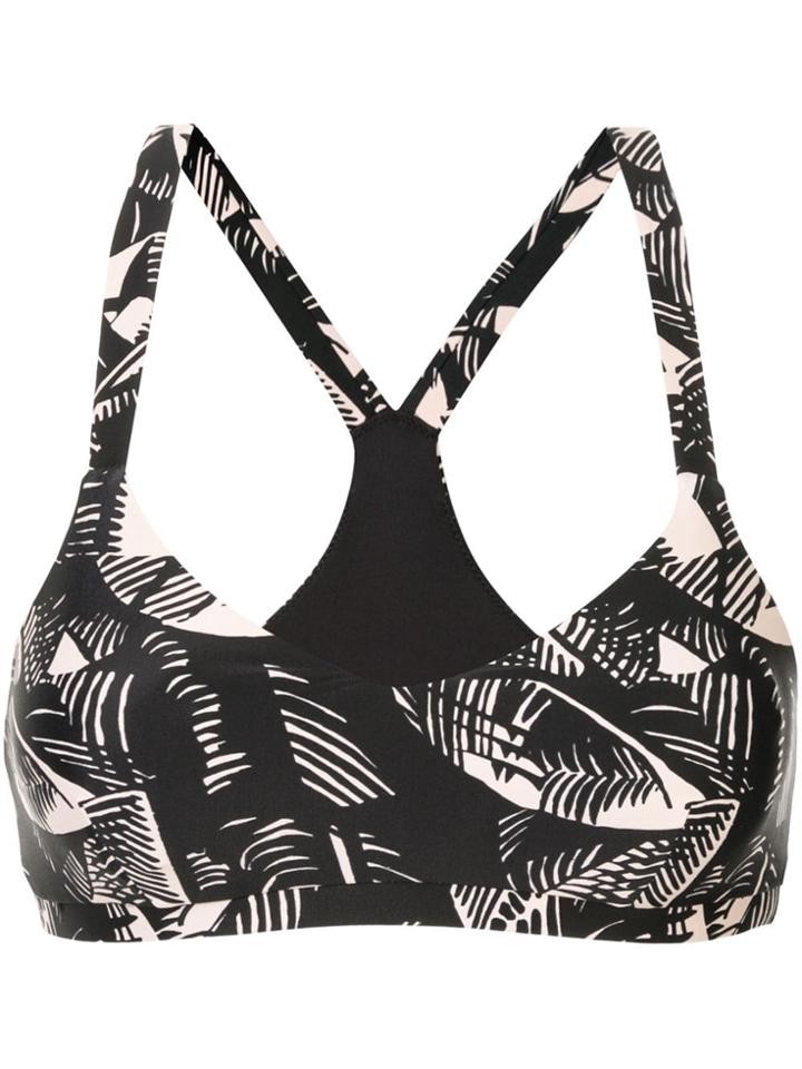 The Upside Leaf Print Sport Top - Black