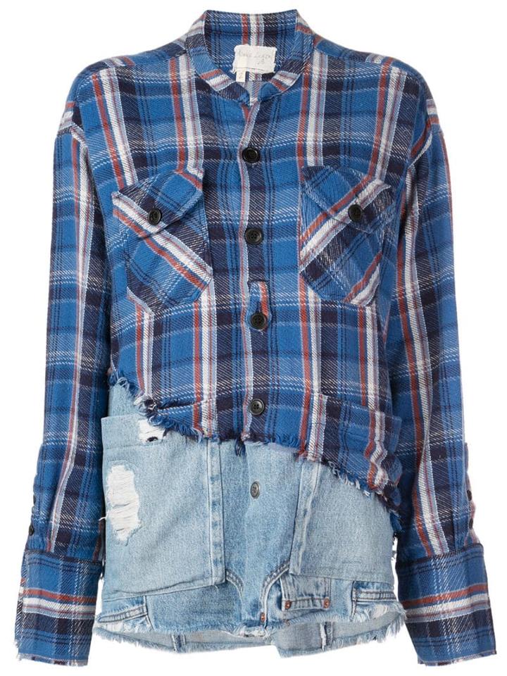 Greg Lauren Deconstructed Denim Shirt - Blue
