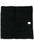 Moncler Logo Plaque Scarf, Men's, Black, Wool/cashmere