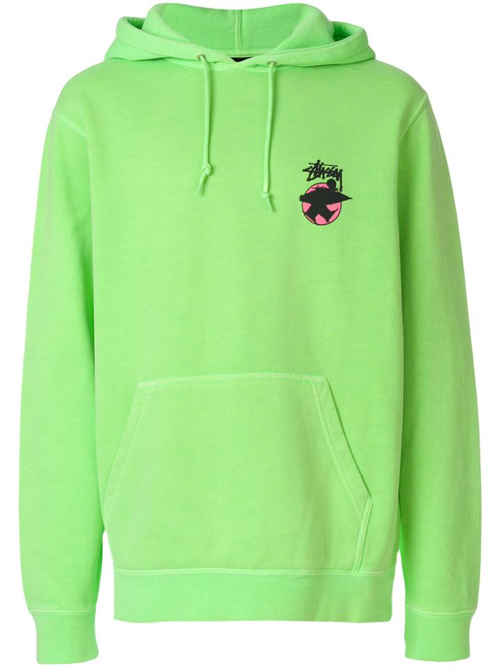Stussy Logo Print Hoodie - Green