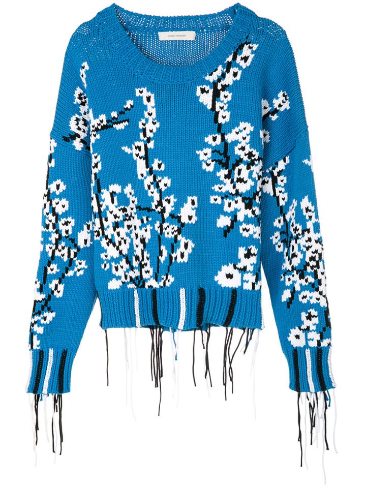 Cédric Charlier Frayed Edges Knit Pullover - Blue