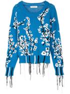 Cédric Charlier Frayed Edges Knit Pullover - Blue