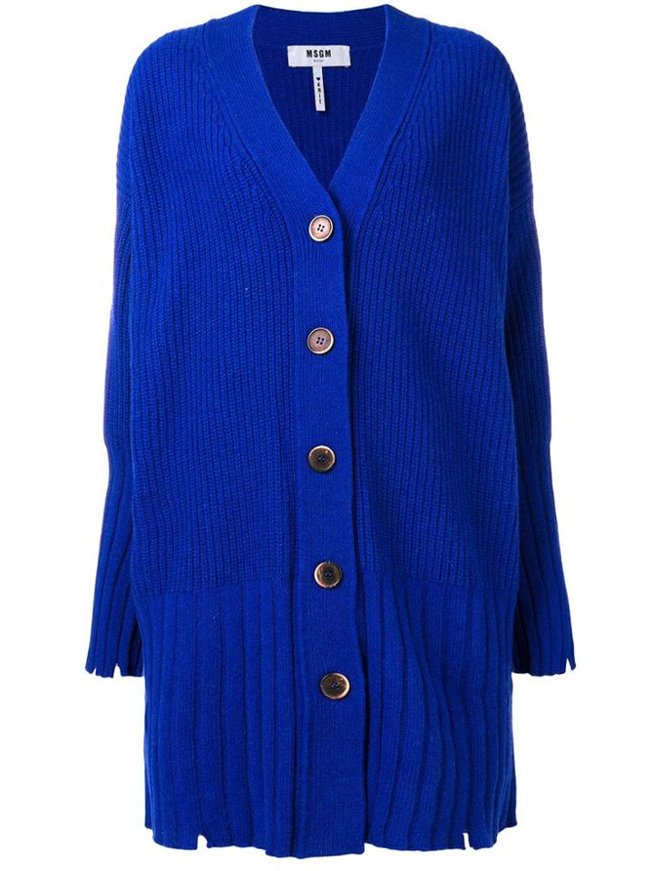 Msgm Distressed Cardigan - Blue