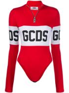 Gcds Fine Knit Logo Bodysuit - Red