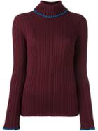 Msgm Roll-neck Jumper, Women's, Size: 42, Pink/purple, Virgin Wool