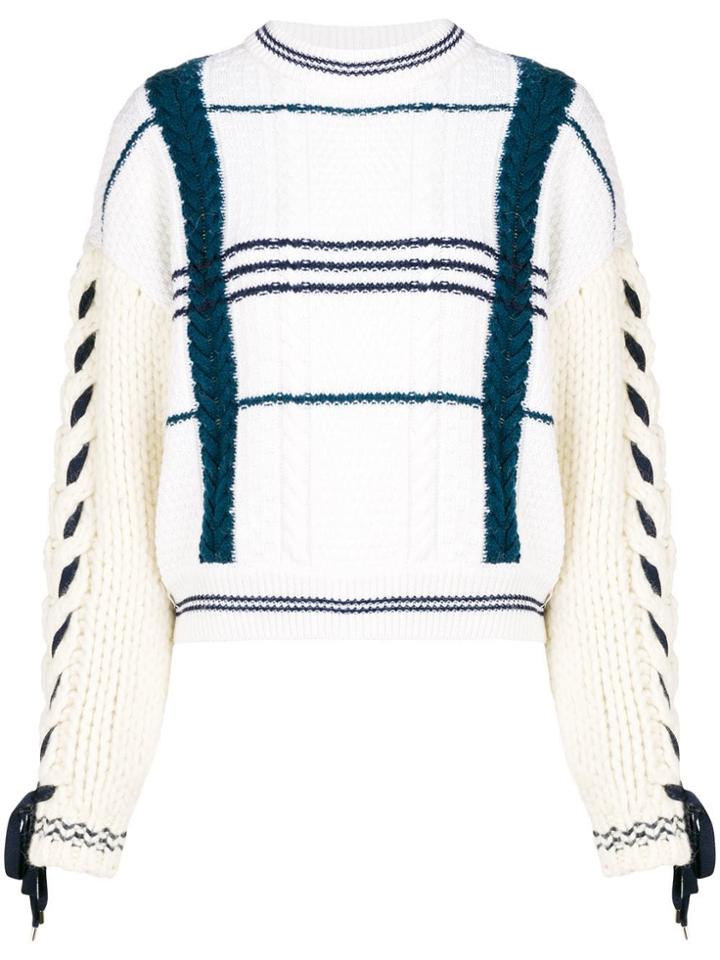 Carven Pattern Chunky Knit Sweater - White