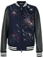Valentino - Firework Bomber Jacket - Men - Cotton/calf Leather/polyamide/metallic Fibre - 48, Black, Cotton/calf Leather/polyamide/metallic Fibre