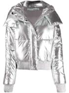 Off-white Metallic Puffer Jacket - Silver