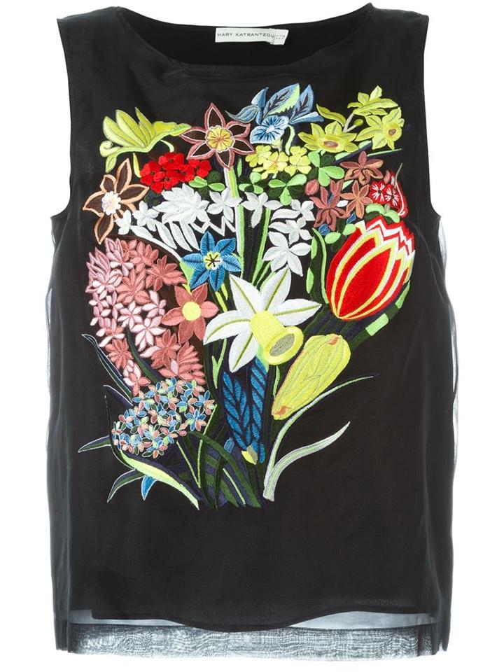 Mary Katrantzou Floral Embroidered Organza Top