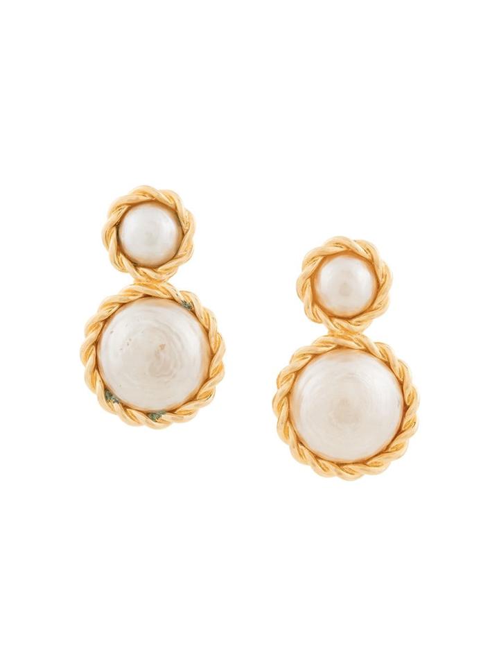 Chanel Vintage Twist Edge Swing Earrings - Metallic